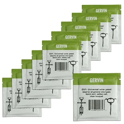 Image of 10x Gervin Wine Yeast GV1 #1 Green Label General Purpose White &amp; Red 5g 23L