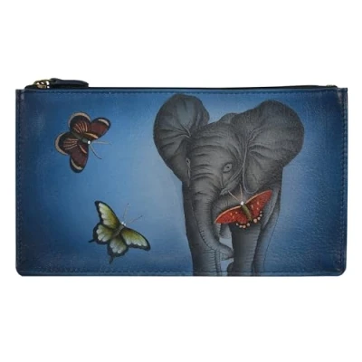 Image of Anna by Anuschka Women’s Original Hand Painted, Elephant Love Denim, One Size