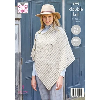 Image of King Cole 5793 DK Adult Poncho Knitting Pattern