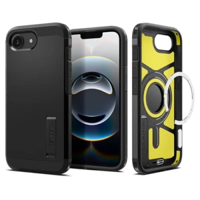 Image of Spigen Tough Armor (AI) MagFit Case for iPhone 16e 2025, Compatible with MagSafe Accessories Black