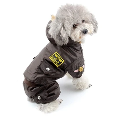 Image of Pegasus SELMAI Waterproof Dog Snowsuit Fleece Lined Puppy Winter Coat Jacket Hooded Jumpsuit Windproof Padded Hoodie for Small Pet Cat Girl Boy Yorkie Chihuahua Clothes Apparel Outfit Brown XL