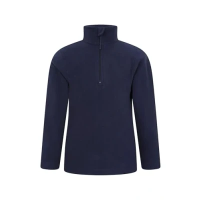 Image of Mountain Warehouse Camber II Kids Half Zip Fleece Lightweight &amp; Breathable Microfleece Sweatshirt, Boys Girls Autumn Winter, Outdoors, Travelling Hiking Blue Size 3 4 Years