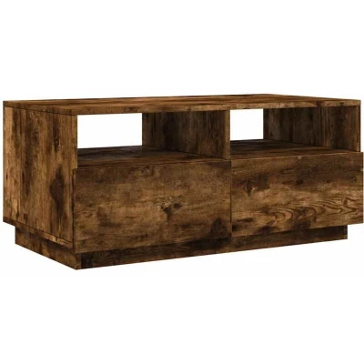 Image of vidaXL Coffee Table with LED Lights Smoked Oak 90x49x40 cm