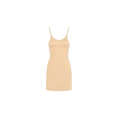Image of Bye Bra Invisible Body Shapping Slip Dress, Light Tummny Control, Seamless Shapewear, Bodycon Cami Dress with adjustable straps, Nude and Black, S XL (Beige, S)