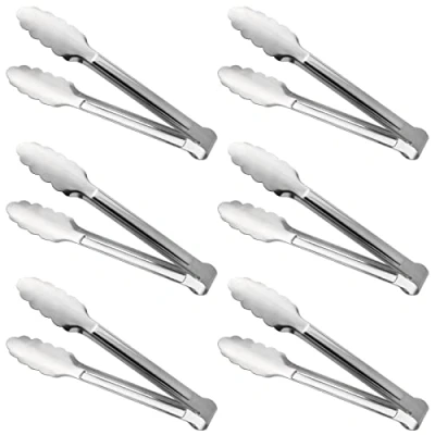 Image of Serving Tongs,Buffet Tongs, ACAUTO Stainless Steel Food Tong Small Tongs Mini Appetizer (18 CM(6 Pack))