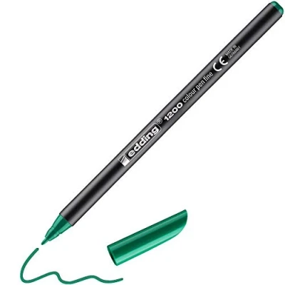 Image of edding 1200 Colour Pen Fine Green 1 Round Tip mm Felt for Drawing and Writing School or Mandala