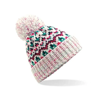 Image of ASVP Shop Corkscrew Cable Knitted Bobble Hat Plain Mens Womens Beanie Warm Winter Pom Wooly Cap (Sherbet)