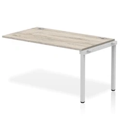 Image of Impulse Bench Single Row Ext Kit 1400 Silver Frame Desk Grey Oak