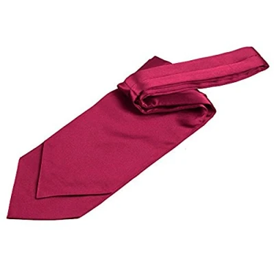 Image of DQT Plain Satin Wedding Self Tie Ascot Cravat for Men Crimson Red