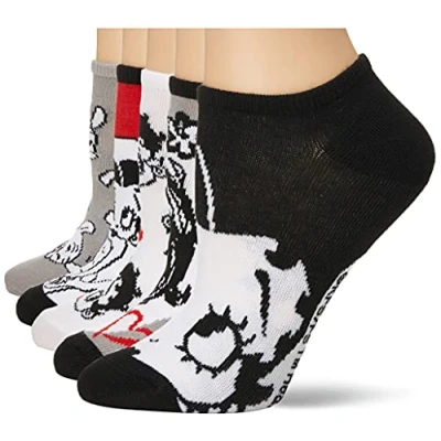 Image of Betty Boop Women&#039;s 5 Pack No Show Socks Casual, Black White Multi, 8 10 UK (Pack of 5)