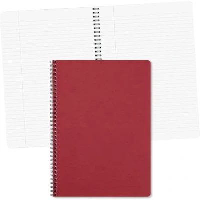 Image of Clairefontaine Ref 781452C Age Bag Wirebound Notebook (100 Pages) A4 Size, Lined Rulings, 90gsm Brushed Vellum Paper, Pocket for Loose Documents Red Cover