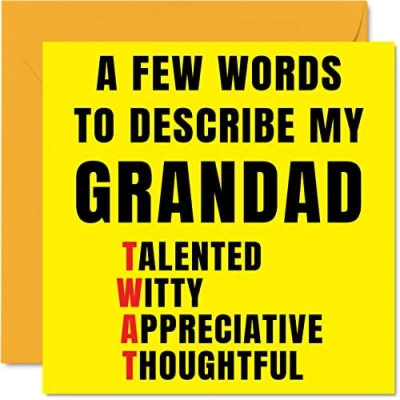 Image of Rude Birthday Cards for Grandad Few Words Describe Tw*t Joke Happy Card from Grandson Granddaughter, Banter Gifts, 145mm x Offensive Greeting Grandpa