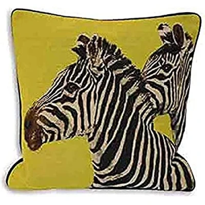 Image of Paoletti Twin Zebra Velvet Piped Cushion Cover, Lime, 45 X cm