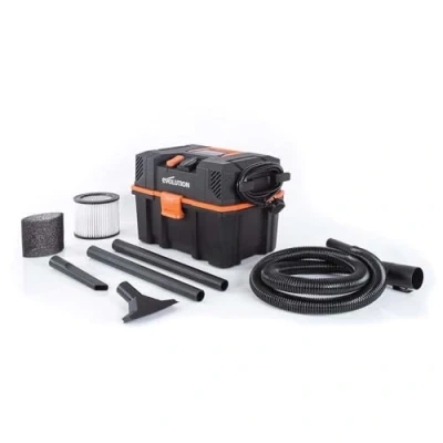 Image of Evolution Power Tools R15VAC Vacuum Cleaner Wet and Dry Vac, Portable Lightweight Ideal Dust Extractor for Saw in Workshops, With Take Off, Corded, Orange