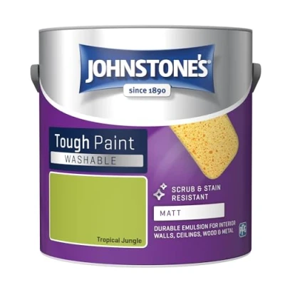 Image of Johnstone&#039;s Washable Paint Tropical Jungle Matt Finish Emulsion Highly Durable Stain Resistant Non Toxic &amp; Low Odour 12m2 Coverage per Litre 2.5L