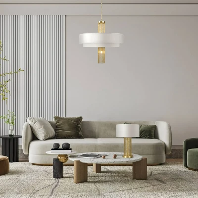 Image of Maytoni Impressive Modern 5 Light Cylindrical Pendant Ceiling Gold E14