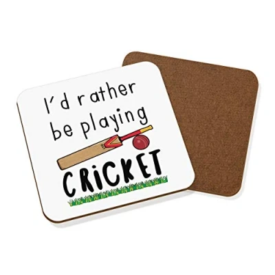 Image of I&#039;d Rather Be Playing Cricket Coaster Drinks Mat