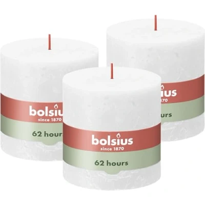 Image of Bolsius Rustic Pillar Candle XXL White Pack of 3 Long Burning Time 62 Hours Household Interior Decoration Unscented Includes Natural Vegan Wax No Palm Oil 10 x cm