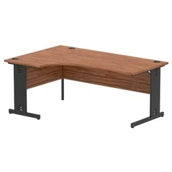Image of Impulse 1800 LH Crescent Desk Walnut Top Black Cable Managed Leg