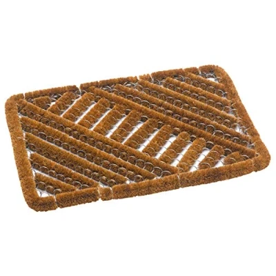 Image of Dandy Grimebuster Mat Galvanised Steel Wire &amp; Coir Bristle Fibres Scraper Doormat 60cm x 40cm (Natural)