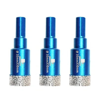 Image of Dry Diamond Core Drill Bit Set,BRSCHNITT 3pcs 20mm Hole Saw with Triangle Shank for Porcelain Tile Ceramic Stone Granite Marble