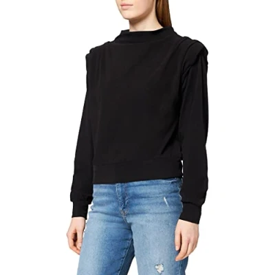 Image of NA KD Women&#039;s Pleated Detail Sweater Sweatshirt, Off White, 2X Large