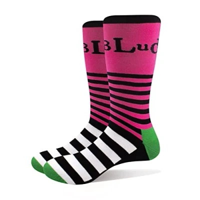 Image of Yungblud Unisex Adult Stripe Logo Socks (7 UK 11 UK) (Pink/Green/Black)