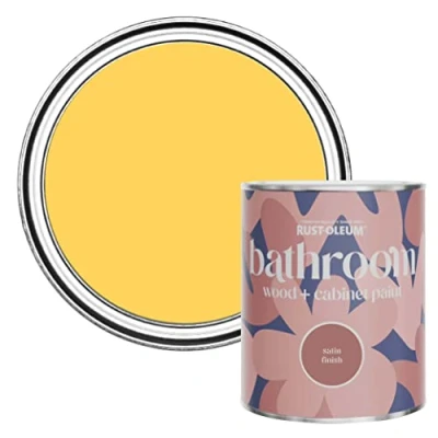 Image of Rust Oleum Yellow Moisture Resistant Bathroom Wood and Cabinet Paint in Satin Finish Lemon Jelly 750ml
