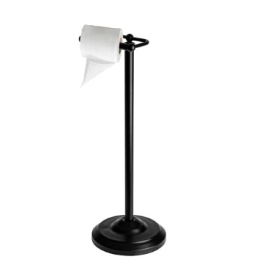 Image of Blue Canyon Stainless Steel Toilet Roll Holder Black Free Standing Paper With Storage, Holder, Organizer