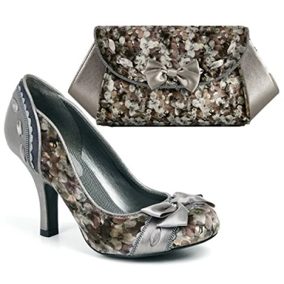 Image of Ruby Shoo Women&#039;s Pewter Grey Amy Court Shoe Pumps &amp; Palma Bag UK 3 EU 36