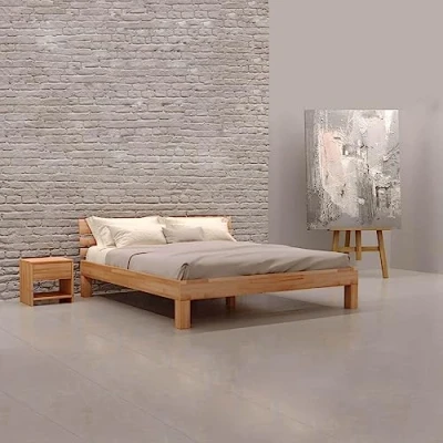 Image of Krok Wood Julia Solid Bed Durable FSC Certified Beech Wooden Frame with Sturdy Headboard Assembling Hardware Included (Small Double) 120 x 190 cm