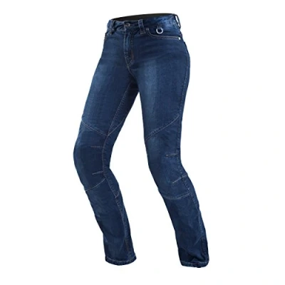Image of SHIMA Sansa Motorcycle Jeans for Women Breathable, Elastic, Regular Fit Biker Trousers Womens with Kevlar Layer, CE Knee and Hip Armor Pads (Blue, 28)