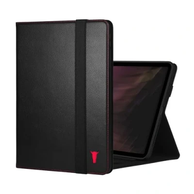 Image of TORRO Case Compatible with iPad Pro 11 5th Gen (2024) Premium Leather M4 2024 Stand Function, Apple Pencil Connectivity and Wake/Sleep Function (Black Red Detail)