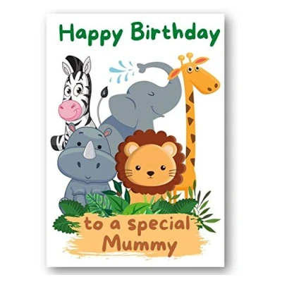 Image of Second Ave Mummy Children&#039;s Kids Safari Birthday Card For Her Greetings