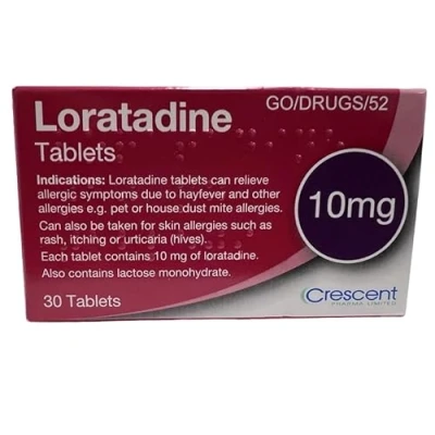 Image of Loratadine Hayfever &amp; Allergy Relief 10mg 1 box x 30 Tablets GSL Crescent