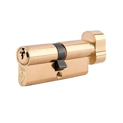 Image of Yale KMT3535 PB Euro Thumbturn 1 Star Kitemarked Cylinder, 3 Keys Supplied, High Security, Boxed, Suitable for All Door Types, 35:10:35 (80 mm), Brass Finish