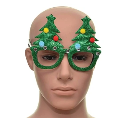 Image of SHATCHI Frame Green Tree Christmas Glasses Fancy Xmas Dress Novelty Party Accessories Supplies Selfie Photo Props Bag Stocking Fillers