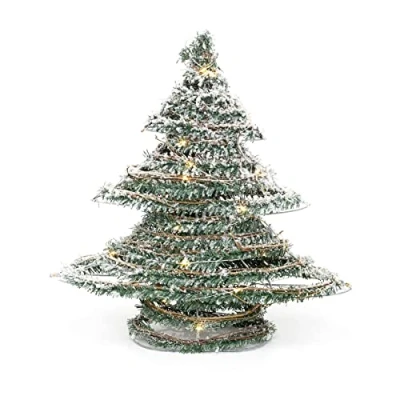 Image of Snow Topped Mini Artificial Christmas Tree Light Xmas Decoration With 20 Led Lights Battery Operated Ornament 40cm