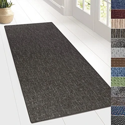 Image of KARAT Design Carpet Runner Rug Floor Mat, Non Slip for Hallway Kitchen Bedroom Living Room, Vintage Classic Modern (80 x 300 cm, Alto Anthracite)