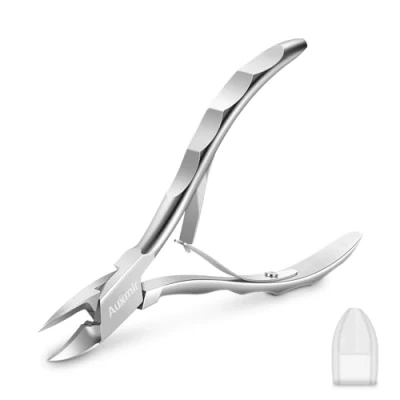 Image of Auxmir Toenail Clippers, Nail Stainless Steel Cutters, 5&quot; Sharp Curved Nippers for Thick Nails/Toenails, Ingrown Toenails, Safety Cover Included