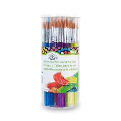 Image of Royal and Langnickel Round Taklon Variety Brushes Classroom Canister Set Gold (Pack of 144)