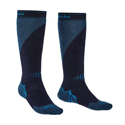 Image of Bridgedale Men&#039;s Midweight Plus Ski Merino Socks, Medium, Navy/Steel
