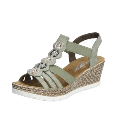 Image of Rieker Women&#039;s 619b2 Sandal, Green, 5 UK