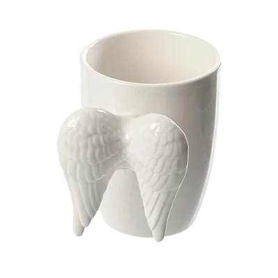 Image of Puckator White Angel Wings Ceramic Shaped Handle Mug University Essentials Cute Gifts for Girlfriend Large Mugs Men Women Hot Drinks Cups Presents Secret Santa Cup Set