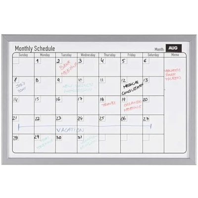 Image of KAV Dry Wipe Magnetic Monthly Planner Stylish Wood Effect Frame Whiteboard for Wall Organizational Board with Self Adhesive Memo, Kitchen Meal and Calendar (400 x 600 mm)