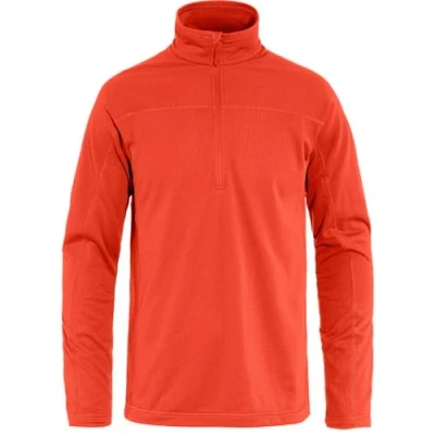 Image of Fjallraven 87113 214 Abisko Lite Fleece Half Zip M Sweatshirt Men&#039;s Flame Orange Size