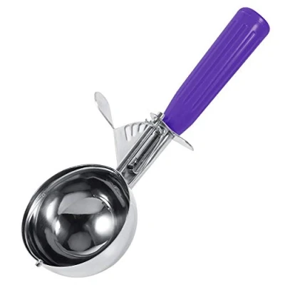 Image of Ice Cream Scoop, Non Slip Grips Trigger Food Portion Control 9 Different Color Handle &amp; Size, Stainless Steel Disher Restaurantware for Gelato, Cookie Dough, Sorbet, Aqua(4.2CM)