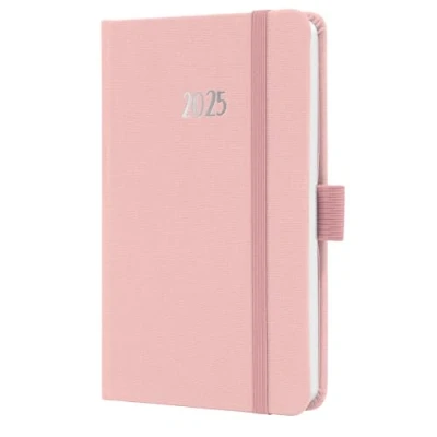 Image of SIGEL J5404 Weekly Planner Jolie 2025, FSC Certified, 2 Pages = 1 Week, hardcover with a Fabric Surface, Approx. A6, Light Pink, 174
