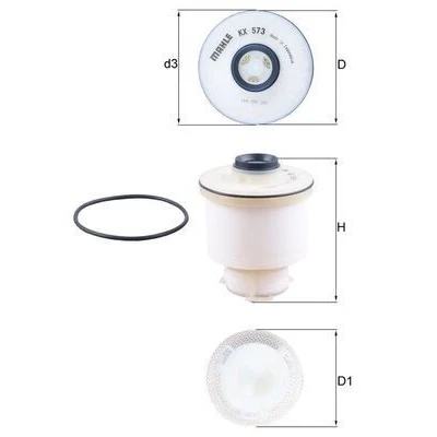 Image of 233000L091, 233900L070, 233900L090 Fuel Filter MAHLE ORIGINAL KX 573D Insert TOYOTA: HILUX VIII Pickup, 8 Pritsche/Fahrgestell, Hiace