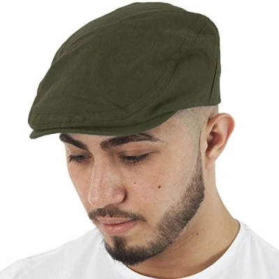 Image of TOSKATOK Brushed Cotton Flat Cap Army Green